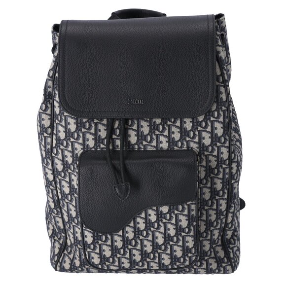 Christian Dior Saddle Backpack 1ADBA041YKS_H27E Beige Black Oblique Jacquard